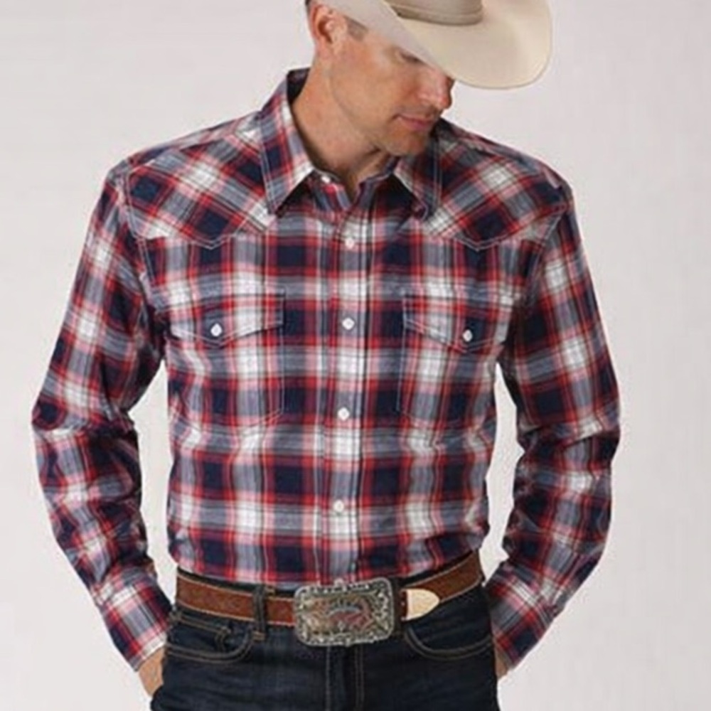 Roper Men's Amarillo Collection Country
Roads Pearl Snap Long Sleeve Shirt Small